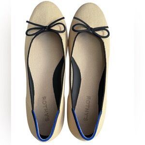 NIB Rothy's Women The Ballet Flat Beige & Black  In Sole Comfort Shoes Size 10.5